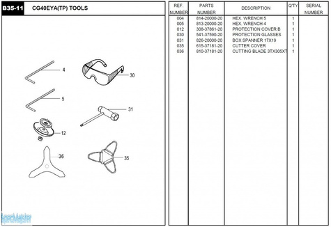 HITACHI Części zamienne do CG40EYA(TP).