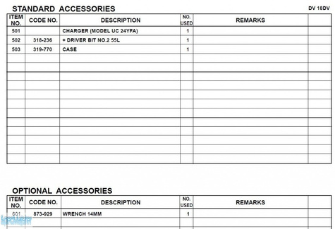 HITACHI Części zamienne do DV18DV.