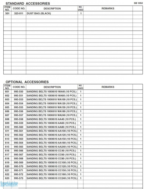 HITACHI Części zamienne do SB10S2.