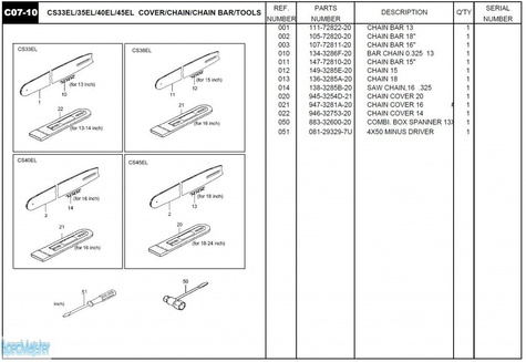 HITACHI Części zamienne do CS45EL.