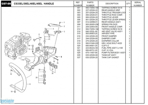 HITACHI Części zamienne do CS38EL.