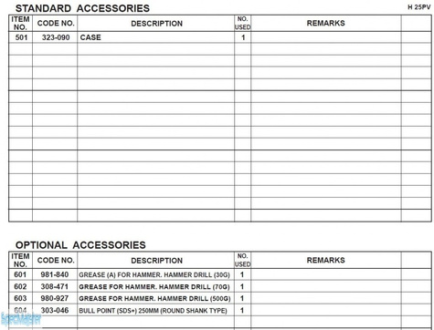 HITACHI Części zamienne do H25PV.