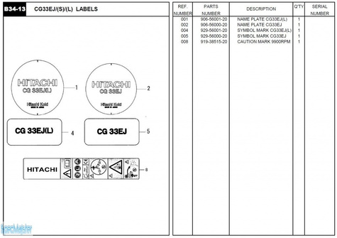 HITACHI Części zamienne do CG33EJ.