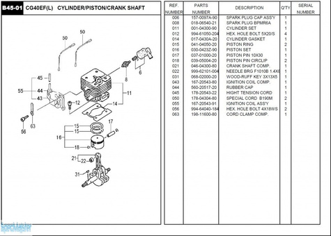 HITACHI Części zamienne do CG40EF(L).