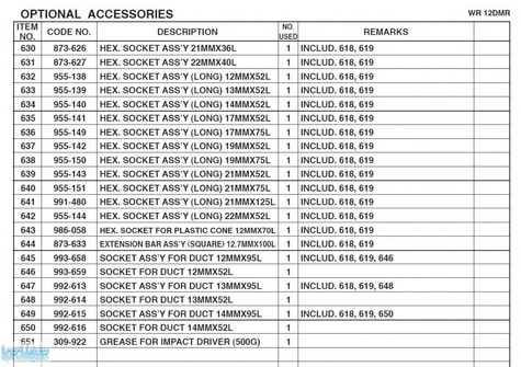 HITACHI Części zamienne do WR12DMR.