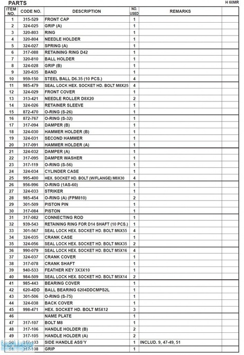 HITACHI Części zamienne do H60MR.