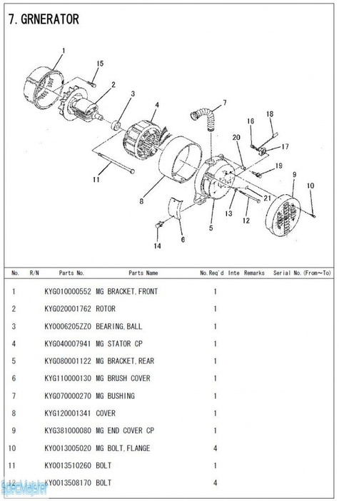 HITACHI Części zamienne do E57MA. Rozkładówka nr.1