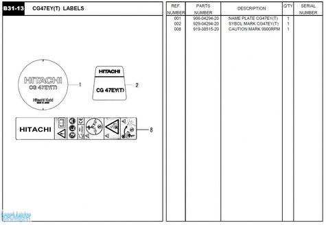 HITACHI Części zamienne do CG47EY(T).