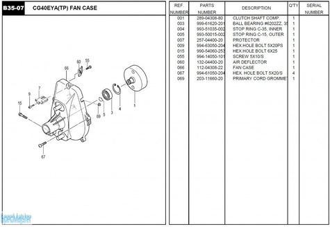HITACHI Części zamienne do CG40EYA(TP).