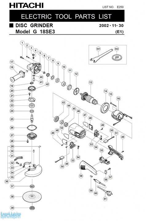 HITACHI Części zamienne do G18SE3.