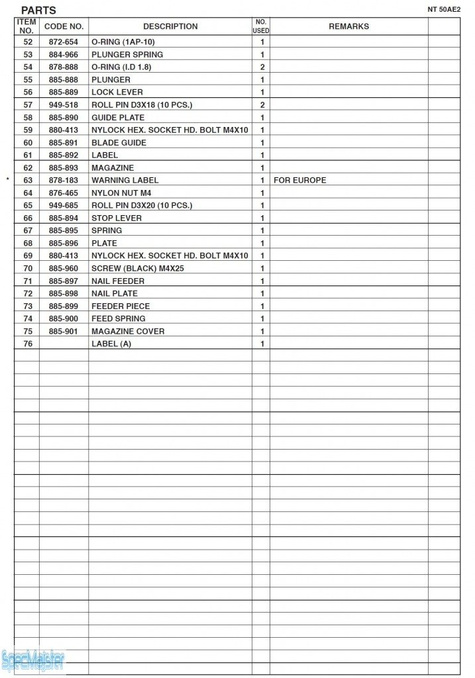 HITACHI Części zamienne do NT50AE2.