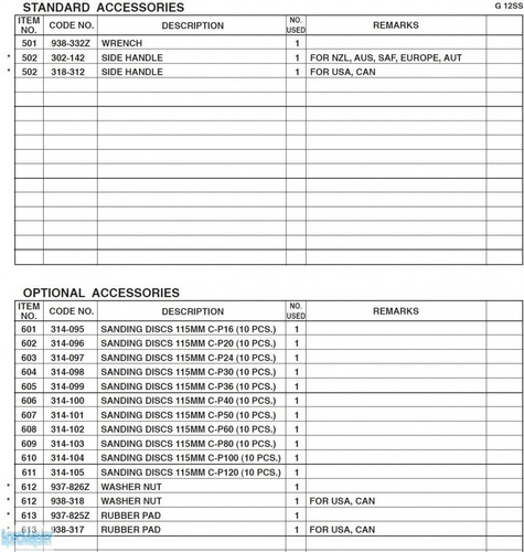 HITACHI Części zamienne do G12SS.