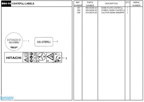 HITACHI Części zamienne do CG47EF(L).