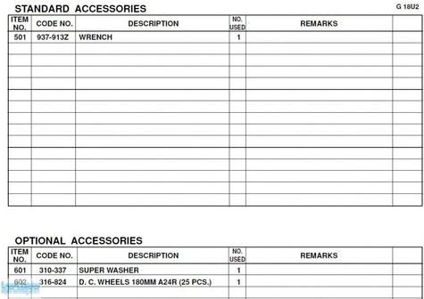 HITACHI Części zamienne do G18U2.