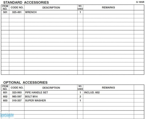 HITACHI Części zamienne do G18SR.