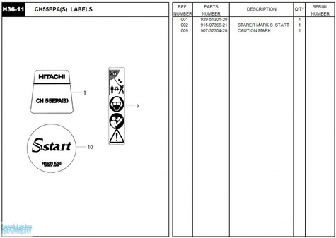 HITACHI Części zamienne do CH55EPA(S).