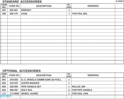 HITACHI Części zamienne do G23SCY.