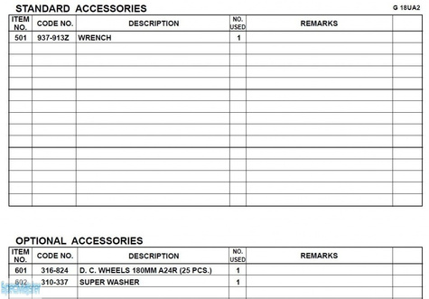 HITACHI Części zamienne do G18UA2.