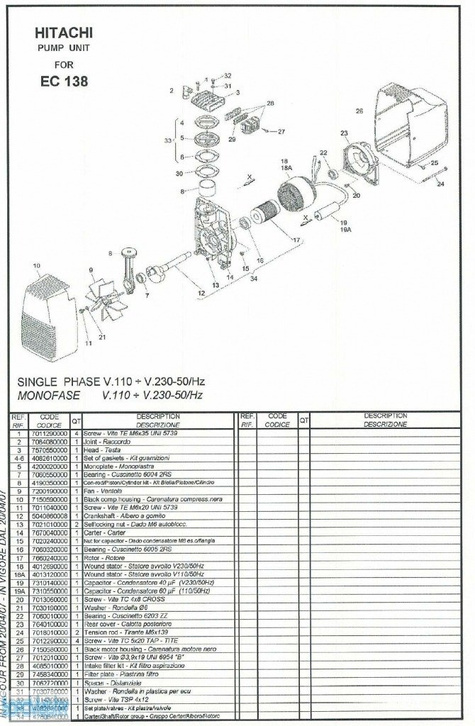 HITACHI Części zamienne do EC138(EC1400).