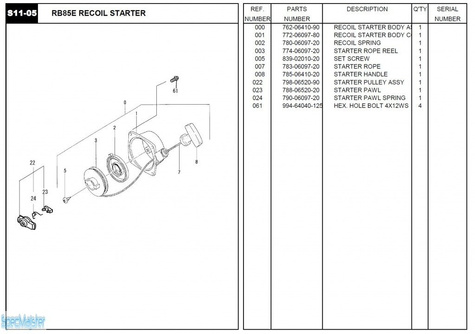 HITACHI Części zamienne do RB85E.