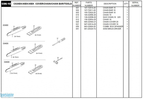 HITACHI Części zamienne do CS38EK.
