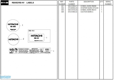 HITACHI Części zamienne do RB85E.
