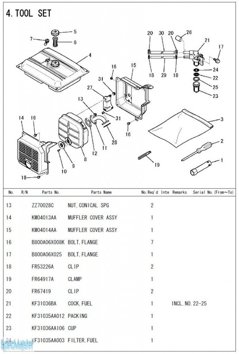 HITACHI Części zamienne do E57MA(S). Rozkładówka nr.1