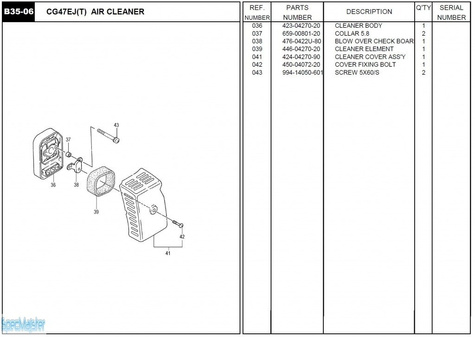 HITACHI Części zamienne do CG47EJ(T).
