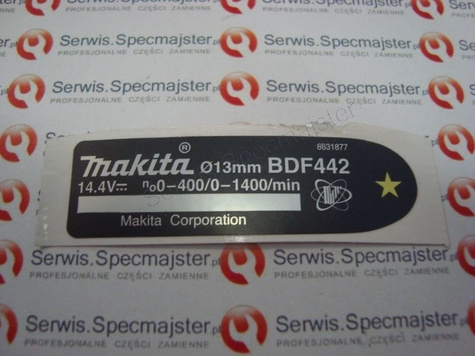 MAKITA Część zamienna do BDF442- Tabliczka znamionowa Nr. 1 Kod: 863187-7