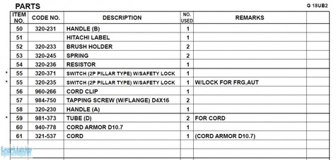 HITACHI Części zamienne do G18UB2.