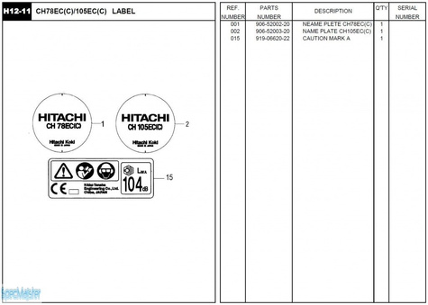 HITACHI Części zamienne do CH105EC(C).