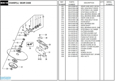 HITACHI Części zamienne do CG40EF(L).