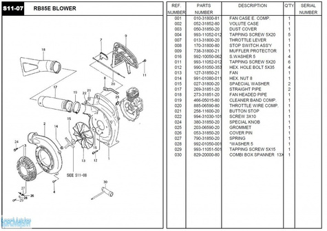 HITACHI Części zamienne do RB85E.