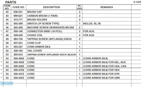 HITACHI Części zamienne do G12SS.