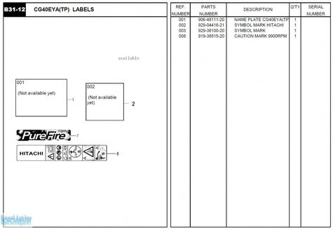HITACHI Części zamienne do CG40EYA(TP).