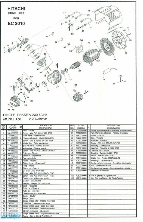 HITACHI Części zamienne do EC2010(EC1800).