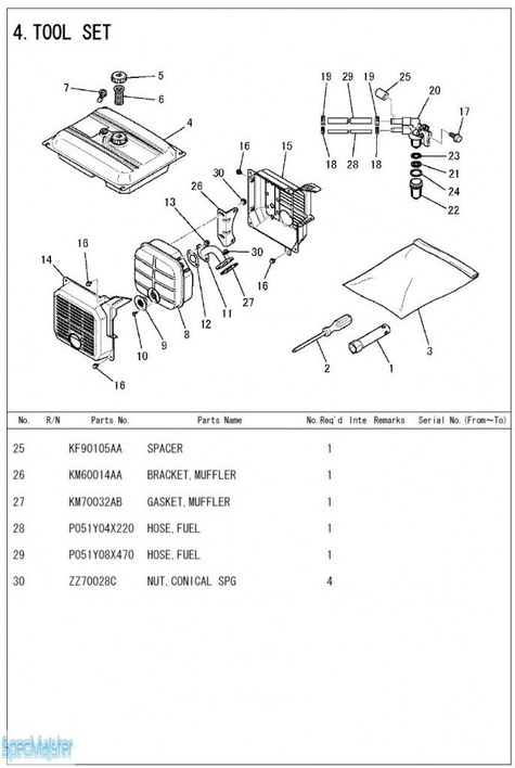 HITACHI Części zamienne do E40MA. Rozkładówka nr.1