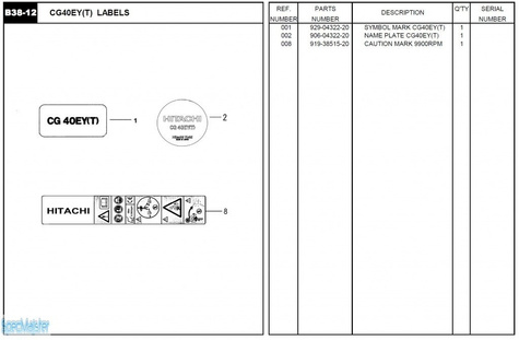 HITACHI Części zamienne do CG40EY(T).