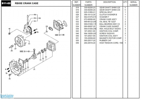 HITACHI Części zamienne do RB85E.