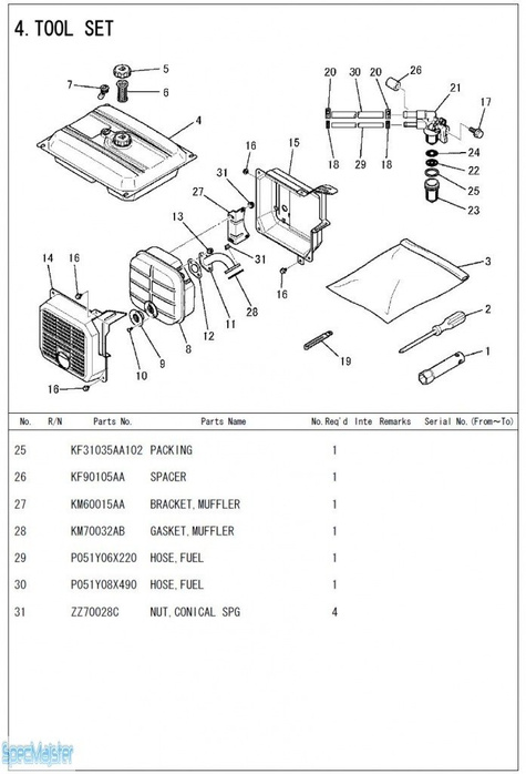 HITACHI Części zamienne do E50MA. Rozkładówka nr.1