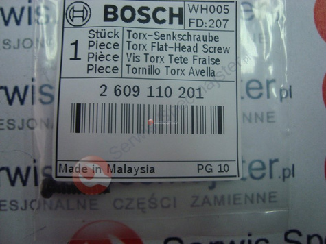 BOSCH Część zamienna do GSR 14.4-2-LI - WKRĘT Z ŁBEM STOŻ. TORX 3x16 nr.101 Kod: 2 609 110 201