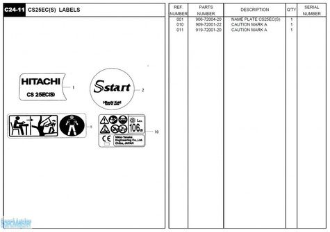 HITACHI Części zamienne do CS25EC(S).