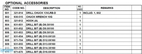 HITACHI Części zamienne do DV16V.