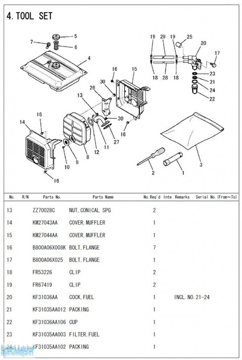 HITACHI Części zamienne do E40MA. Rozkładówka nr.1