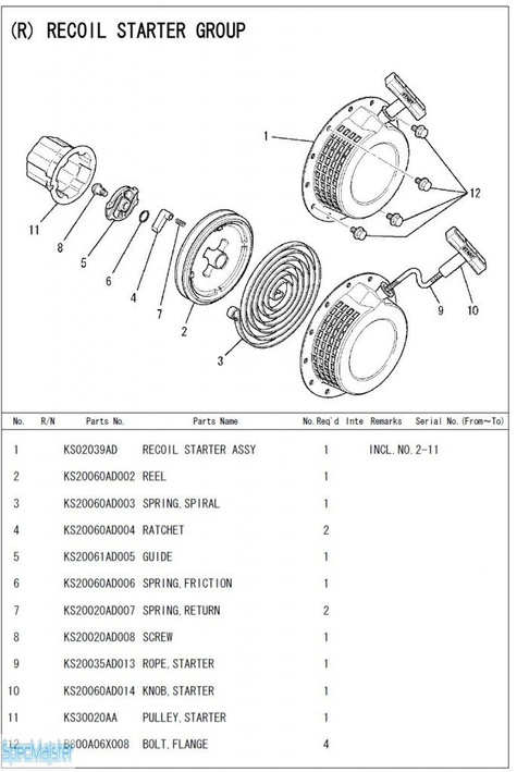 HITACHI Części zamienne do E40MA. Rozkładówka nr.2