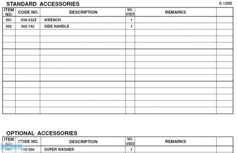 HITACHI Części zamienne do G13SD.