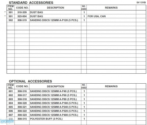 HITACHI Części zamienne do SV13YB.