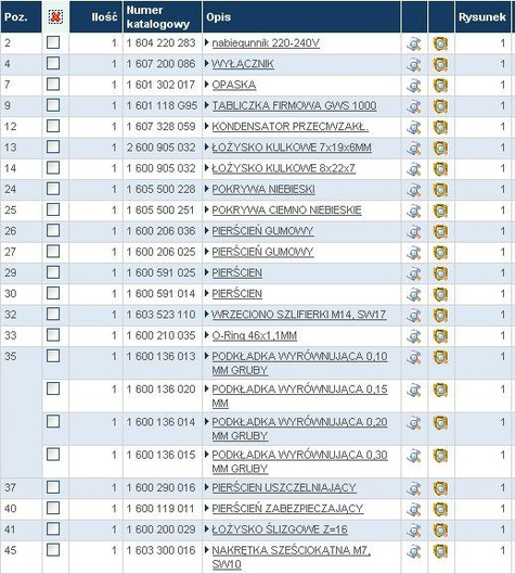 BOSCH Części zamienne do GWS 1000