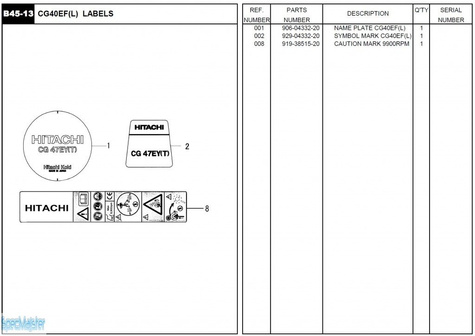 HITACHI Części zamienne do CG40EF(L).