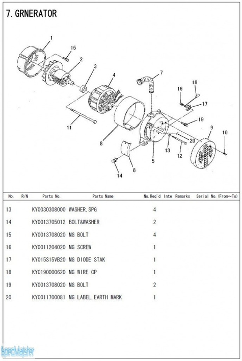 HITACHI Części zamienne do E40MA. Rozkładówka nr.1
